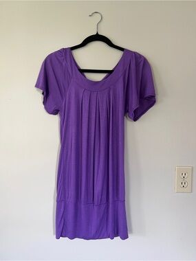 Long Purple Pleated Tunic Top Size S NWOT